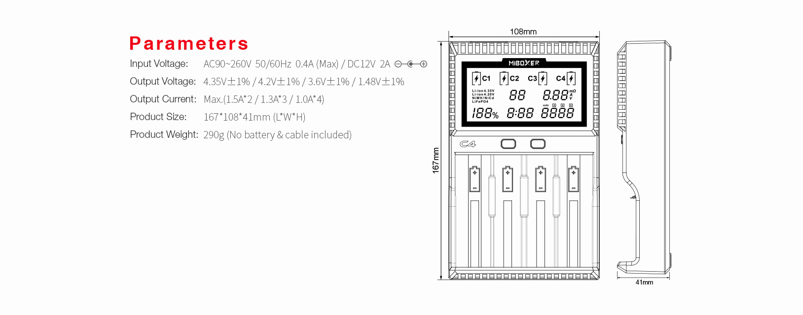 C4-V4 MiBoxer smart charger parameter